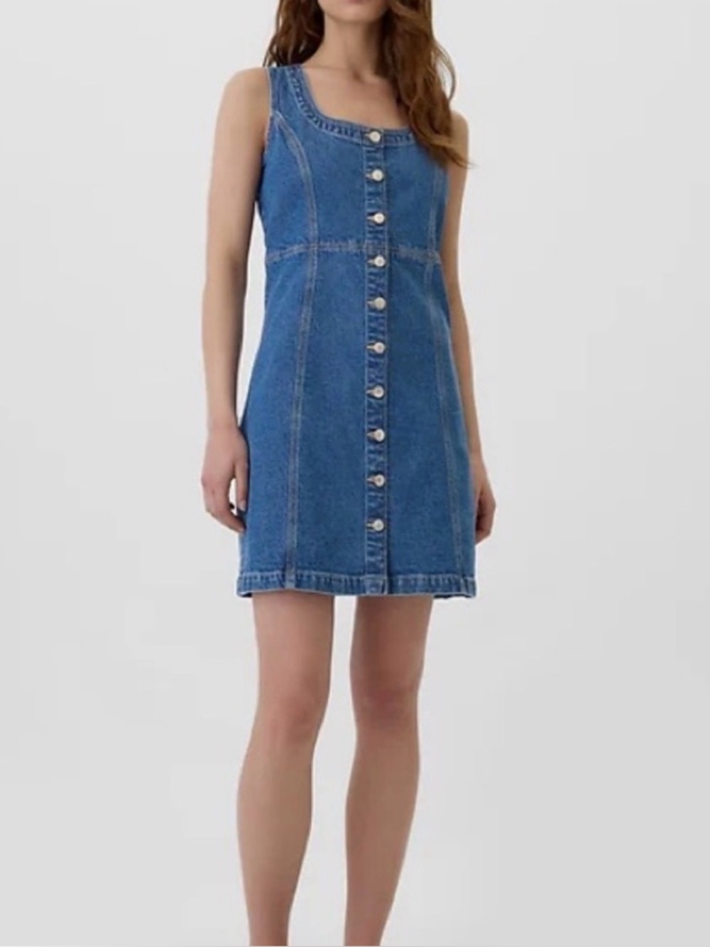 Gap Sleeveless Blue Denim Button-Front Mini Dress